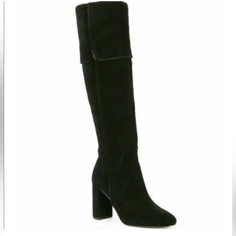 Over the Knee Suede Boots Size 10 Black Heels SEXY NEW AD Daughters